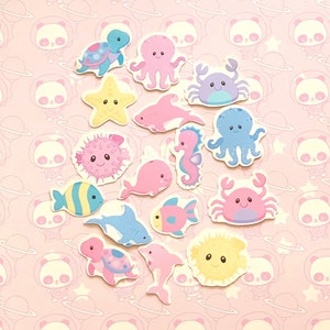 35 Pack Paper Kawaii Pastel Ocean Underwater Cuties Stickers SET 1