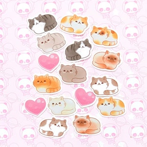 30 Pack Paper Kawaii Hand Drawn Effect Kitty Loaf Pet Stickers