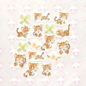 30 Pack Paper Kawaii Tiger Animal Stickers SET 1