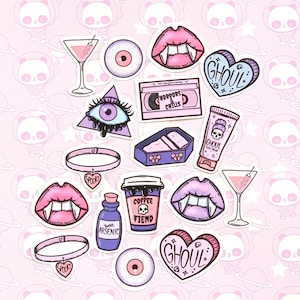 30 Pack Paper Pastel Goth Stickers SET 13