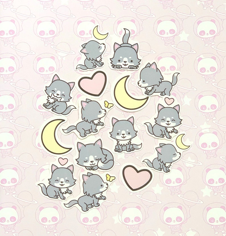 30 Pack Paper Kawaii Wolf Stickers Etsy UK
