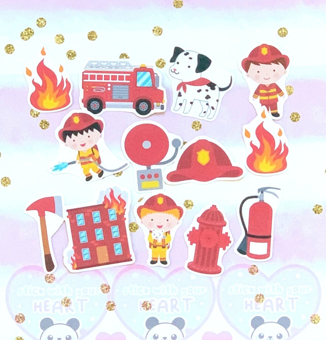 30 Pack Paper Kawaii Firefighters Stickers - Etsy