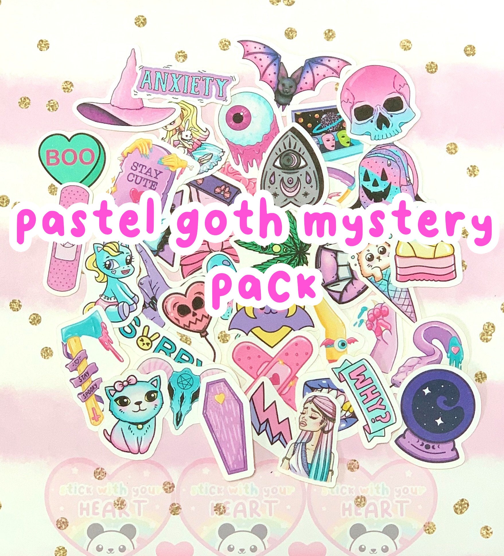 Pastel Aesthetic Mystery Sticker Pack Pegatinas Kawaii Pegatinas rosas y  púrpuras -  México