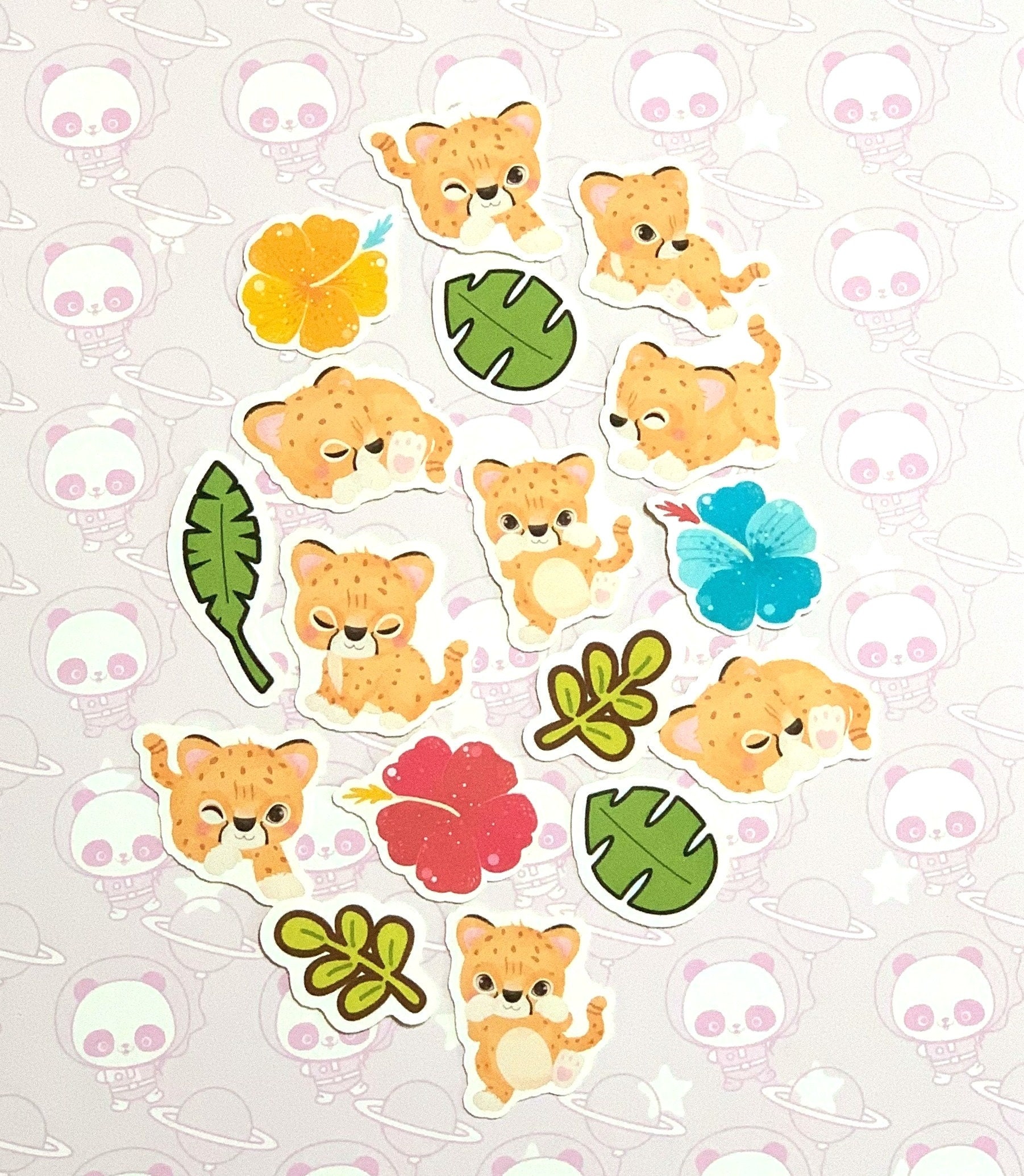 Kawaii Kpop Toploader Deco Stickers, Pixel Bunny Stickers, Tulip