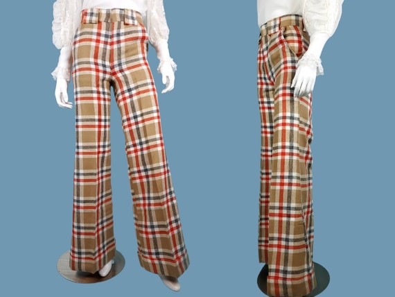 Deadstock cuffed plaid pants from the 70s. WIDE l… - image 2