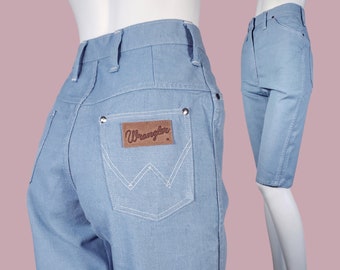 1960s Wrangler Clam Diggers: Slim Fit, Baby Blue Denim (26 x 14)