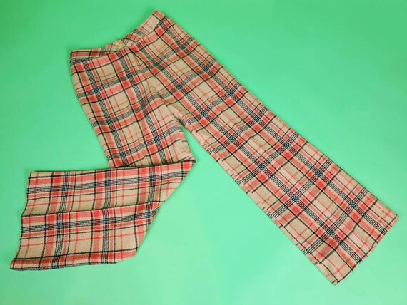 Vintage wool plaid pants. 60s/70s high rise, wide… - image 10