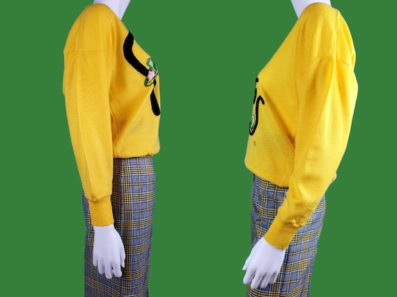 Vintage FROGS sweater! Playful yellow pullover ap… - image 3