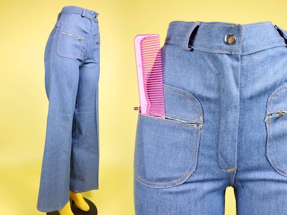 70s Wide Leg Jeans. DEADSTOCK Elephant Legs. High Rise