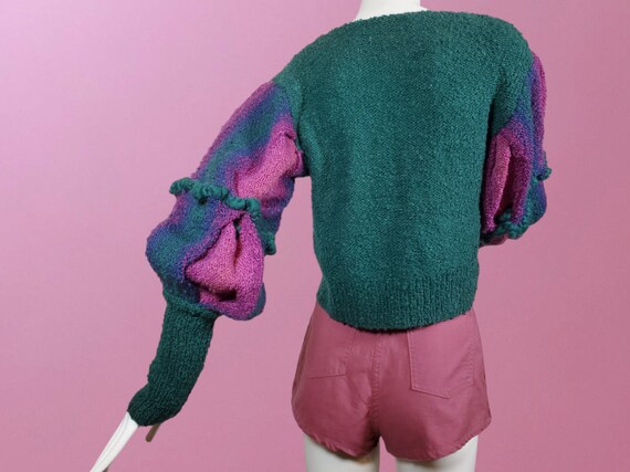 Unique vintage wool sweater bouclé knit mutton sl… - image 7