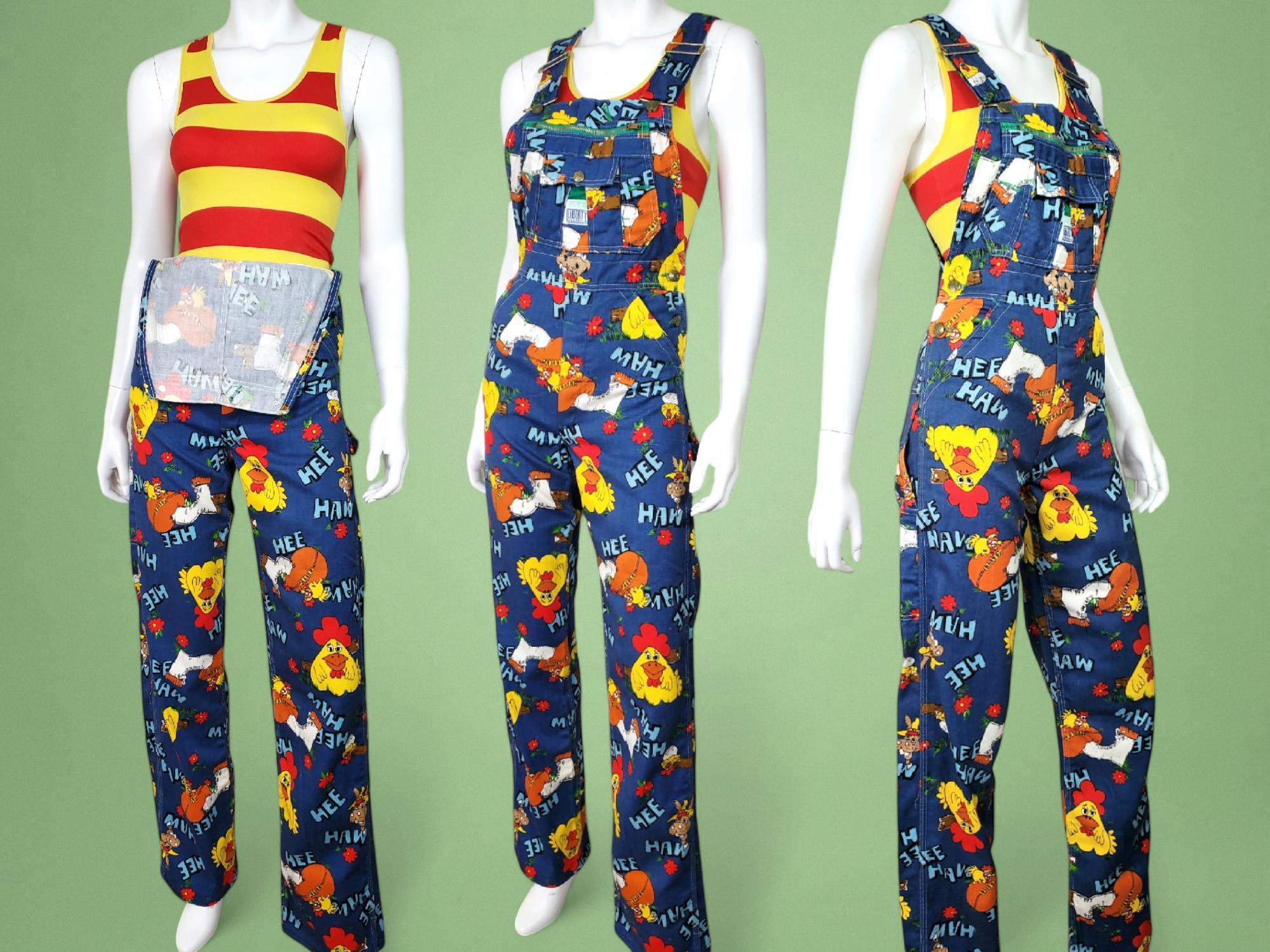 1970s Hee Haw Cartoon Overalls, Liberty Novelty Print (XS) - Etsy