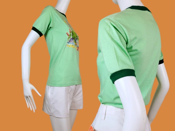 ROACH '76 frog t-shirt. Heathered pistachio green… - image 3