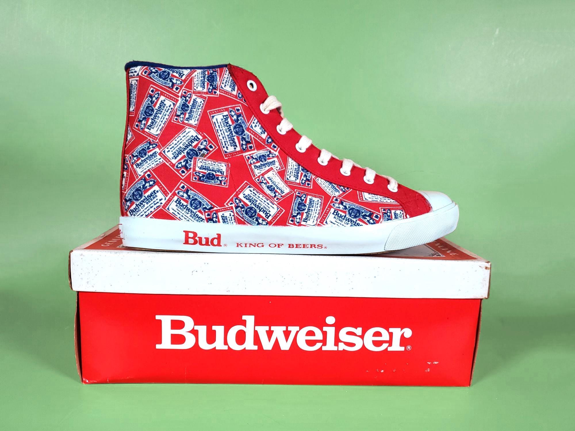 1970s Budweiser Sneakers, Red Canvas High Tops (men's 9.5) - Etsy