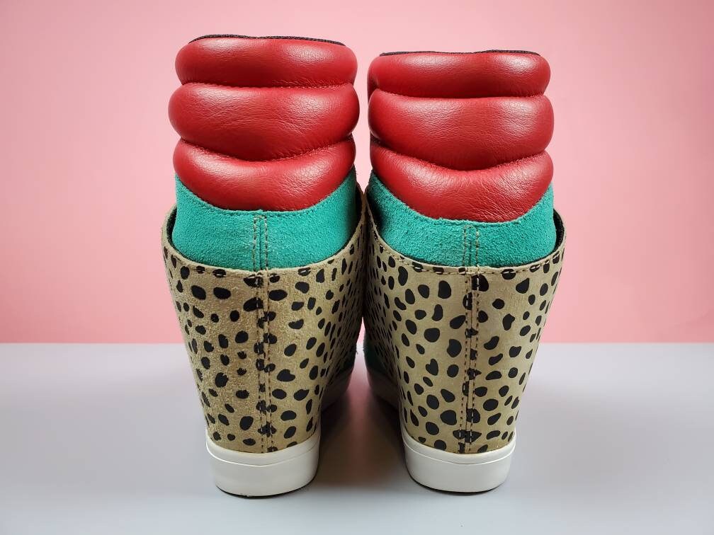 Lady Couture Leopard Print Wedge Sneaker – Ultra Chic Lace-Up Fashion Sneaker With Side Zipper - View #11