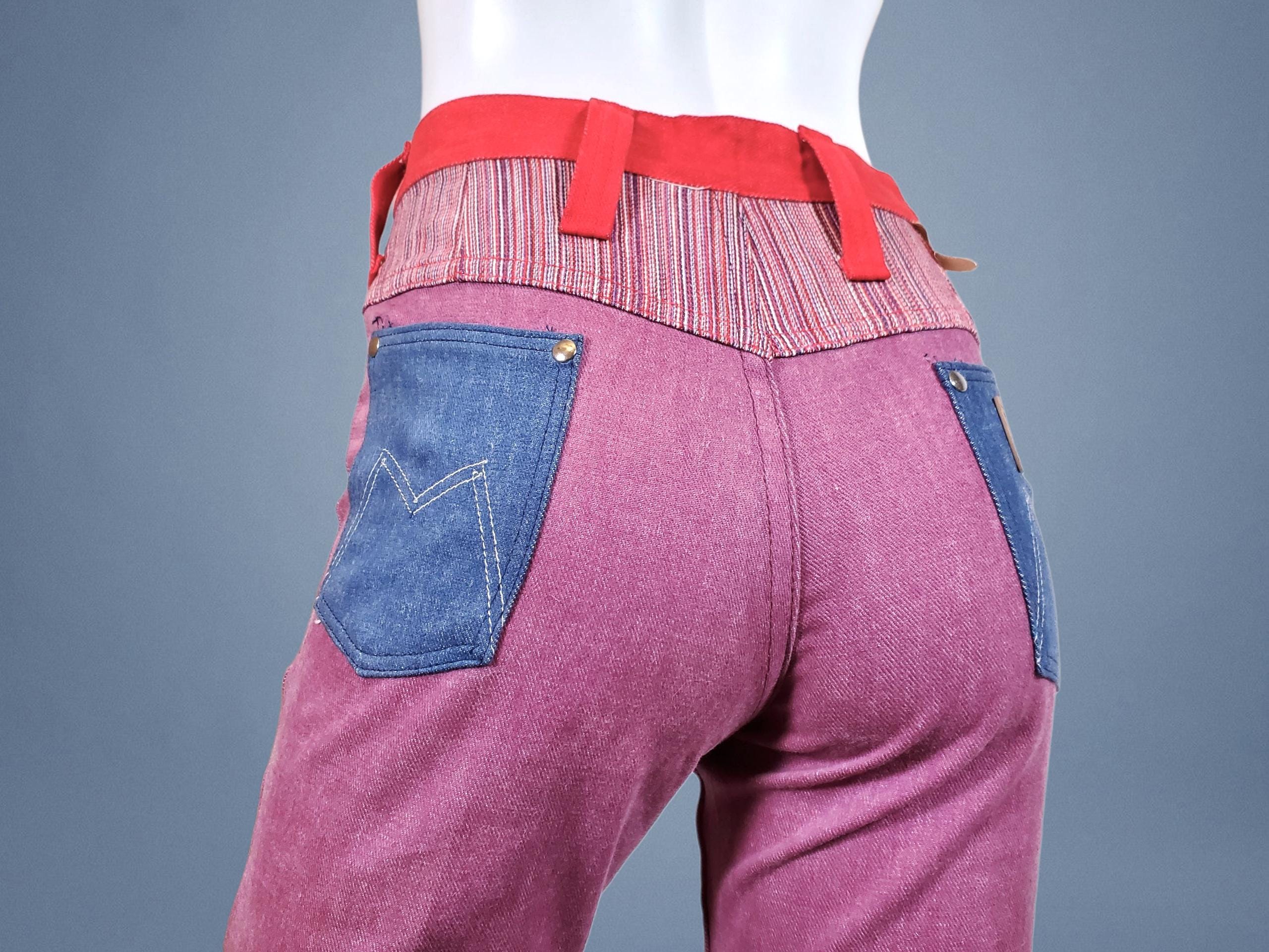 1960s Colorblock Maverick Jeans: Vintage Blue Bell, High Waist