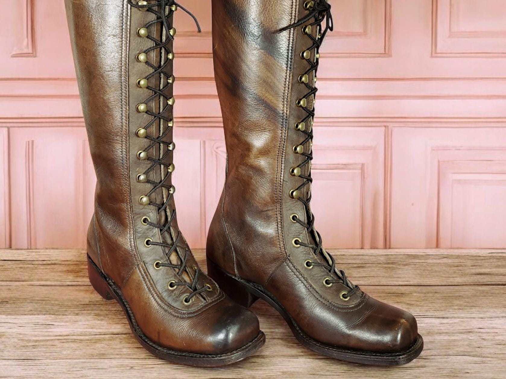 1960s Lace-up Boots Vintage Bort Carleton Tall Leather Speed