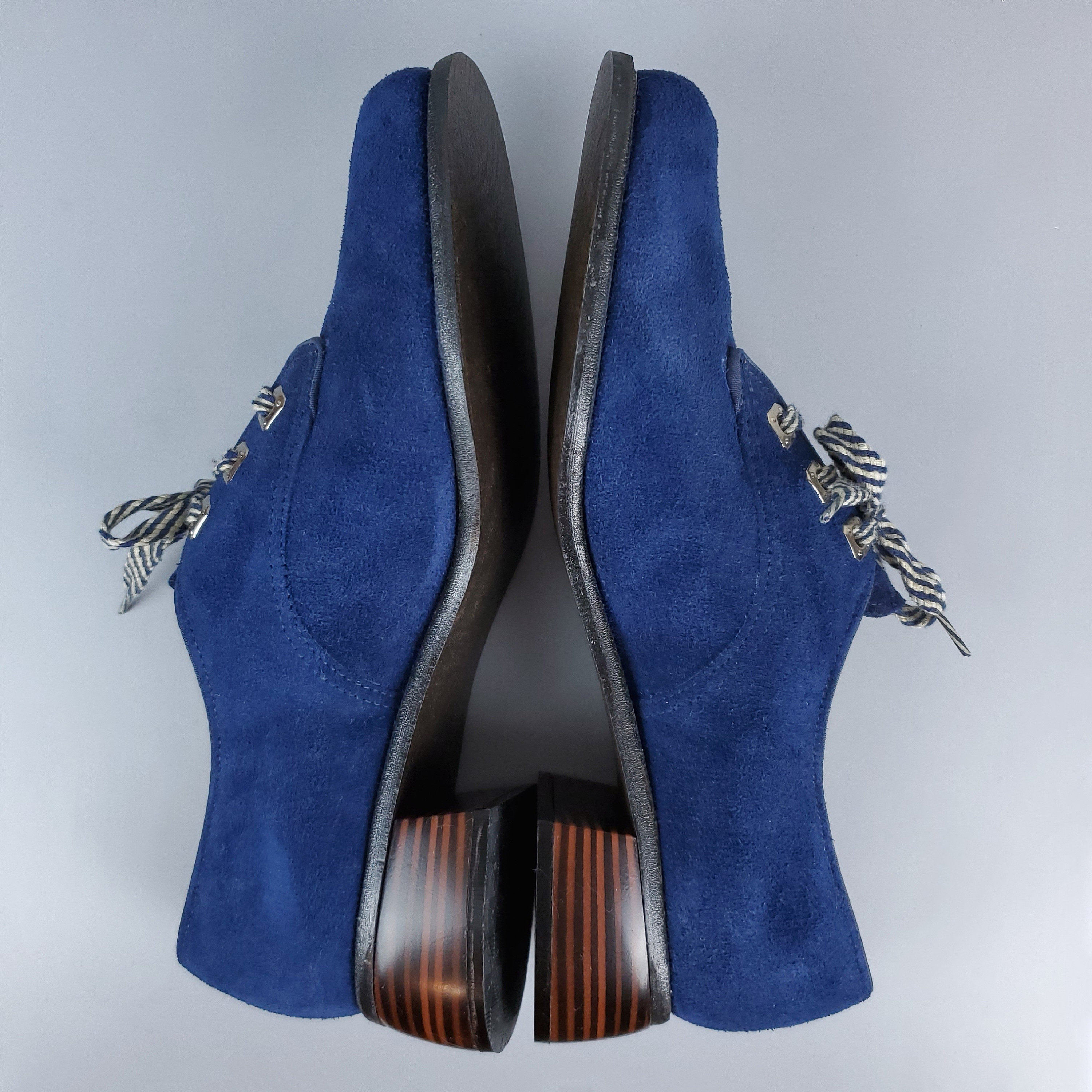 Vintage 1960s Blue Suede Oxfords: Mod Dress Shoes (7 Slim  display picture 3