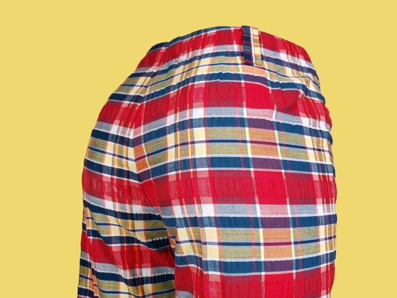 Seersucker vintage plaid pants. 60s 70s mod. Mid … - image 6
