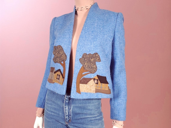 Vintage Wool Patchwork Jacket: 1980s Novelty cott… - image 4