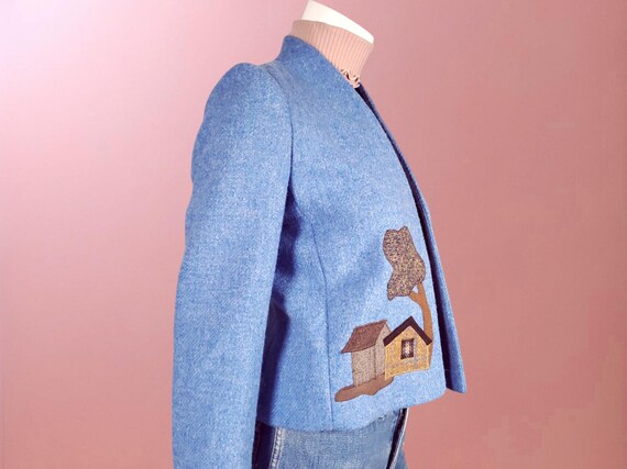 Vintage Wool Patchwork Jacket: 1980s Novelty cott… - image 3