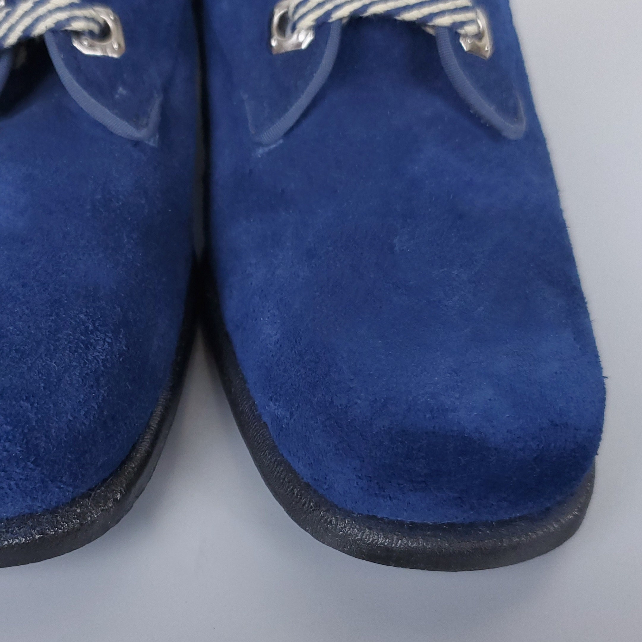 Vintage 1960s Blue Suede Oxfords: Mod Dress Shoes (7 Slim  display picture 2