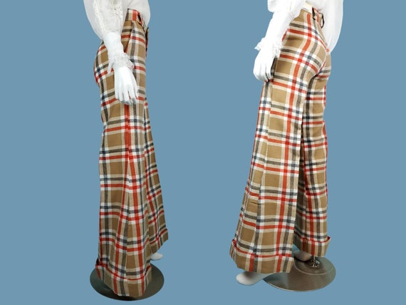 Deadstock cuffed plaid pants from the 70s. WIDE l… - image 3