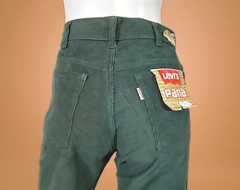 1970s Levi's Green Corduroy Bell Bottoms, Deadstock (28x33)