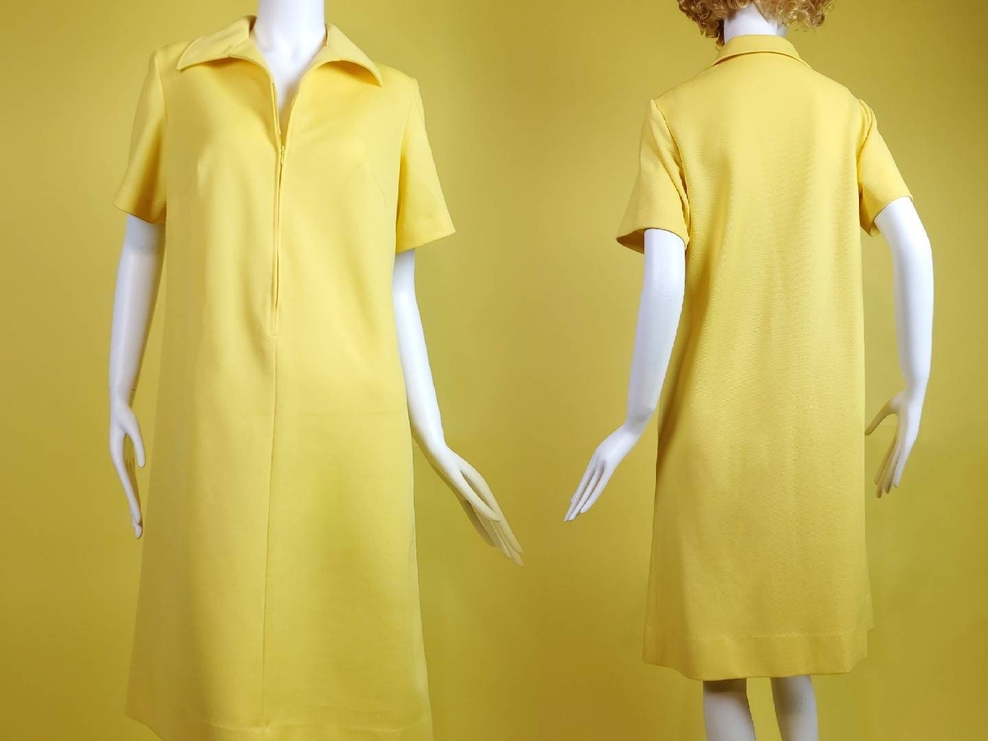 Plus Size Vintage 60s/70s Yellow Poly Mod Dress by Amy Adams. | Etsy