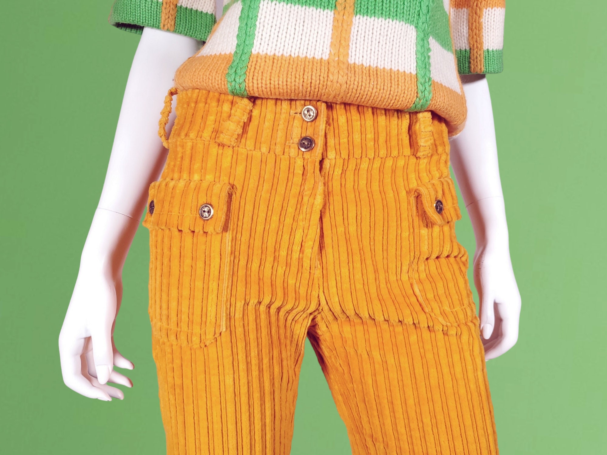60s Mod Corduroy Pants Vintage Alpaq Low Rise Hip Huggers Kick 
