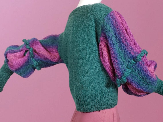 Unique vintage wool sweater bouclé knit mutton sl… - image 8