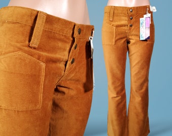 MOD 1960s corduroy Wrangler pants vintage deadstock low rise hip-hugger kick flares button fly (modern 6)