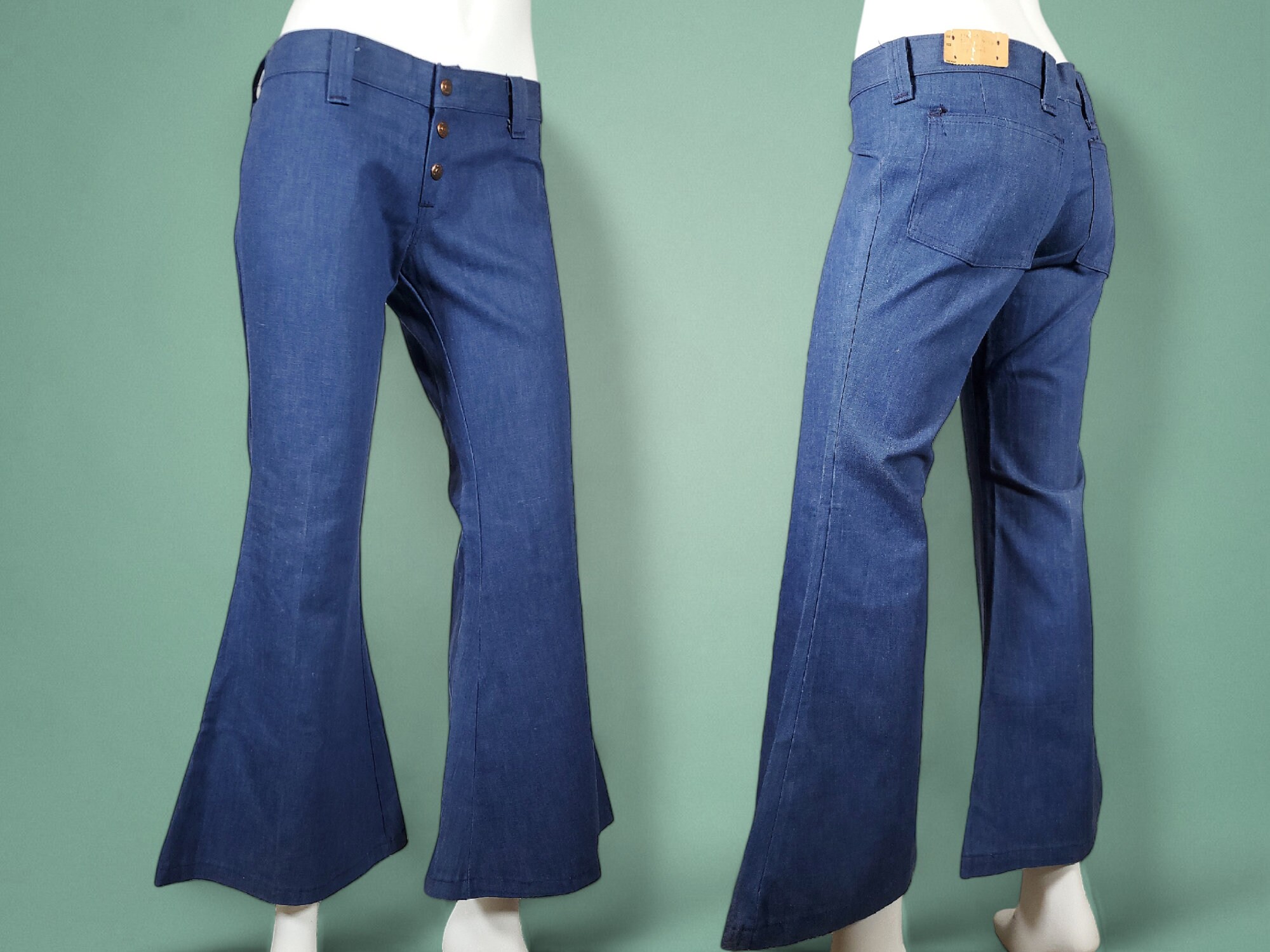 【在庫あり】 60s/70s Groovy Hiphugger Bell Massive Rise Low Extreme Jeans トップス