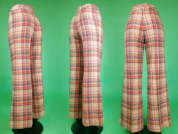 Vintage wool plaid pants. 60s/70s high rise, wide… - image 3