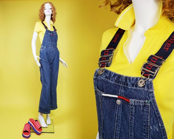 1990s Tommy Hilfiger denim overalls. Lots of brand