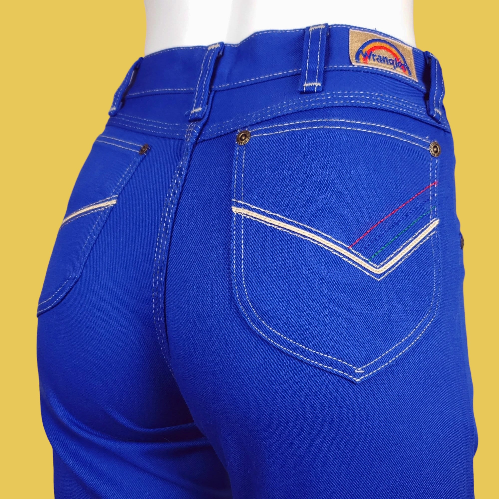 Vintage 70s Wrangler Jeans: Embroidered Pockets, SLIM Fit 