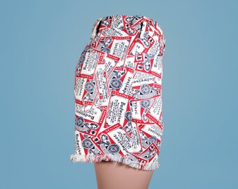 1970s Budweiser Cut off Shorts: Vintage Graphic Print, Pop