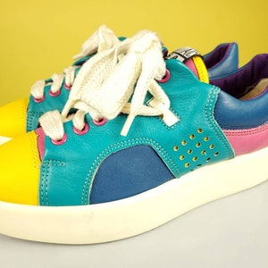 Vintage 80s/90s colorblock sneakers. All leather. By Zodiac Sport. Wanna play? (W 6.5)