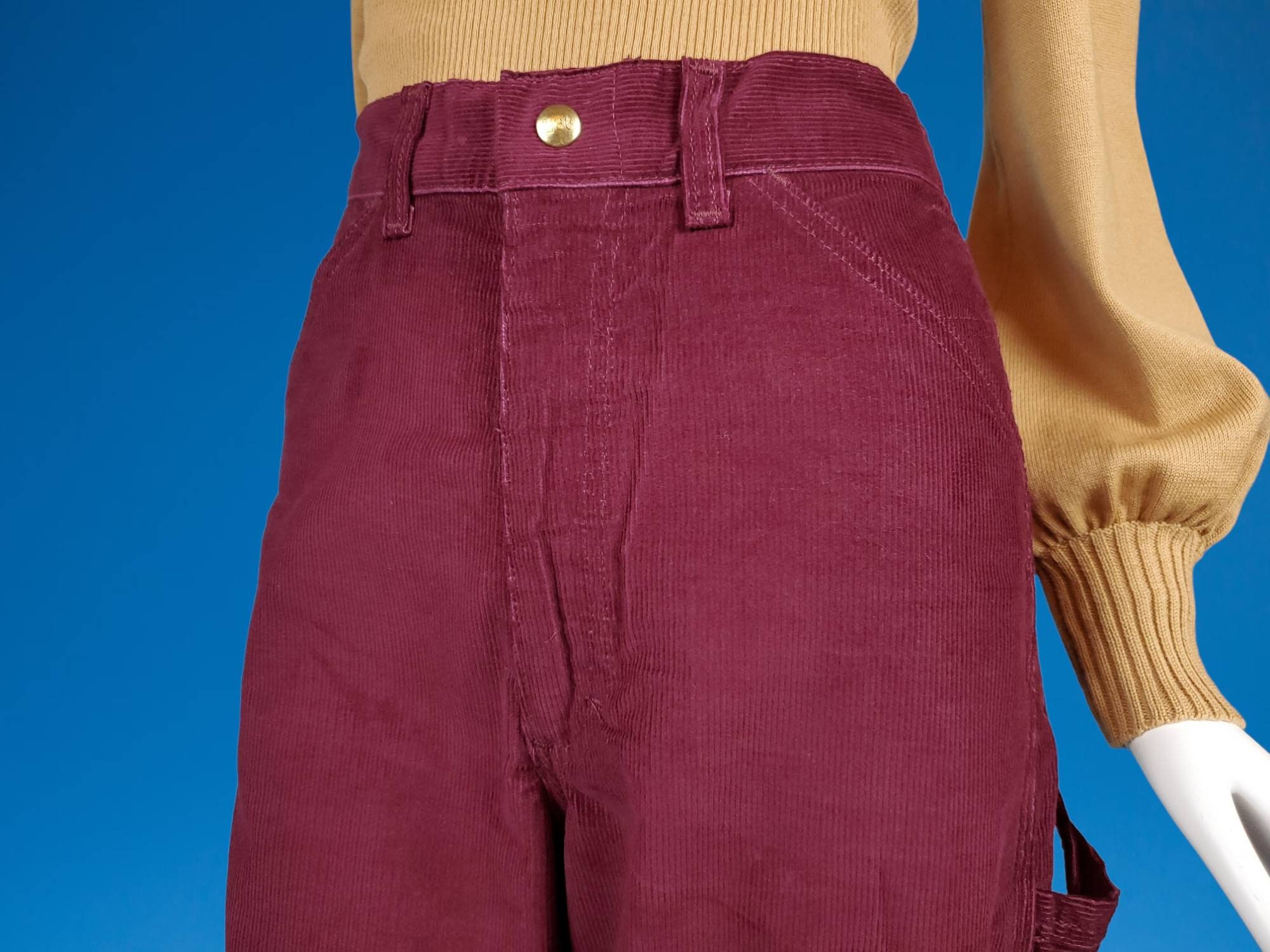 Corduroy Painter Pants From the 70s. Maroon Burgundy Deadstock