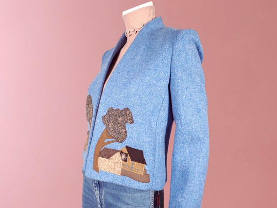 Vintage Wool Patchwork Jacket: 1980s Novelty cott… - image 2