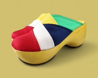 Vintage 60s Mod Colorblock Clogs by Pappagallo (Size 8/38)