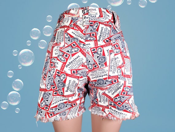 【当時もの】Budweiser レトロキャンバスポーチ 1970s Budweiser Shorts Cut-off Vintage Iconic Beer Red White