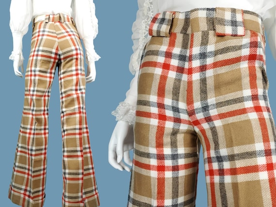 Deadstock cuffed plaid pants from the 70s. WIDE l… - image 1