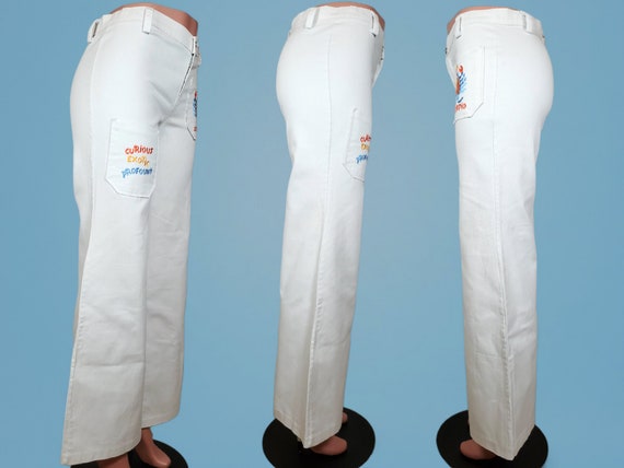 White vintage Scorpio pants jeans hiphugger bell … - image 2