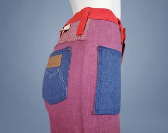 1960s Colorblock Maverick Jeans: Vintage Blue Bell, High Waist Flare (26x32)