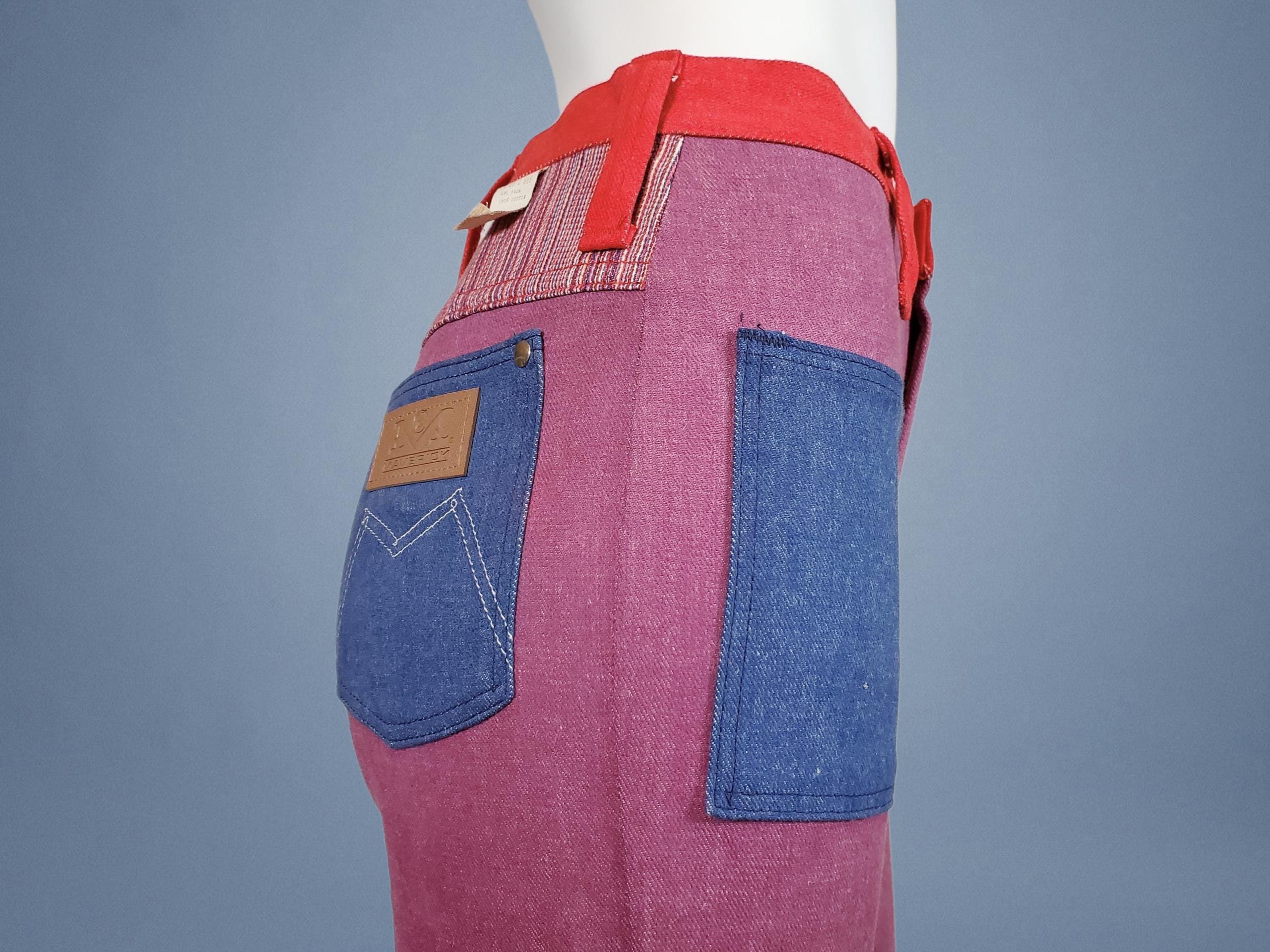 60s MAVERICK カツラギ パンツ スリム ジーンズ W36 1960s Colorblock Maverick Jeans: Vintage Blue Bell, High Waist