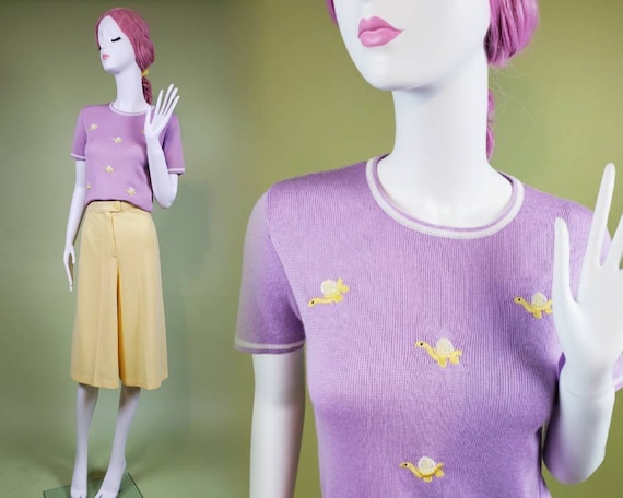 Vintage culottes & short sleeve sweater with embro