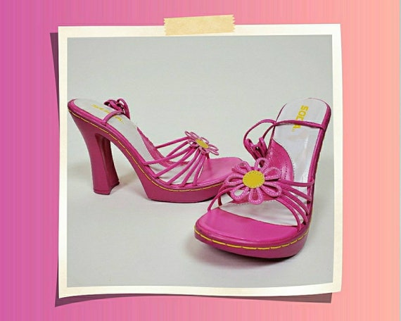 Deadstock 90s pink funkadelic heels by SODA. Vinta
