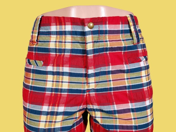 Seersucker vintage plaid pants. 60s 70s mod. Mid … - image 3