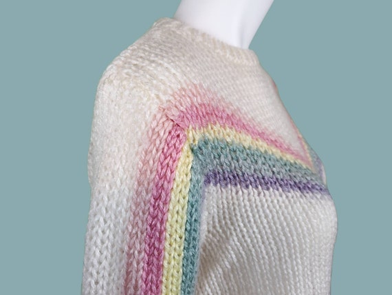 Pastel chunky rainbow sweater from the 70s. Pullo… - image 7