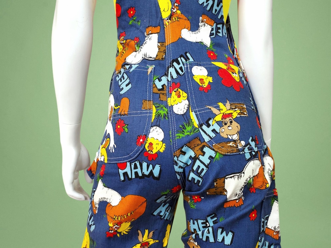 1970s Hee Haw Cartoon Overalls, Liberty Novelty Print (XS) - Etsy